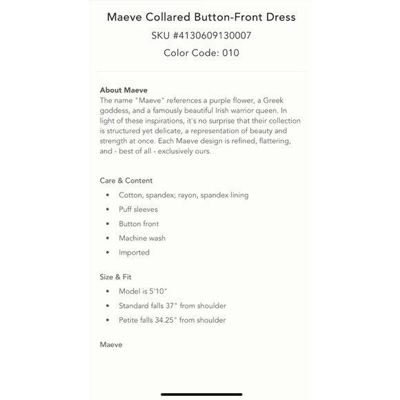 Anthropologie Maeve Collared Button Front Dress White Pockets Womens Size Small - Picture 9 of 9